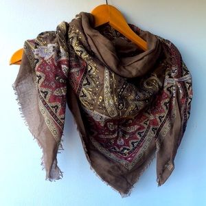 Italian Paisley Taupe Square Scarf
